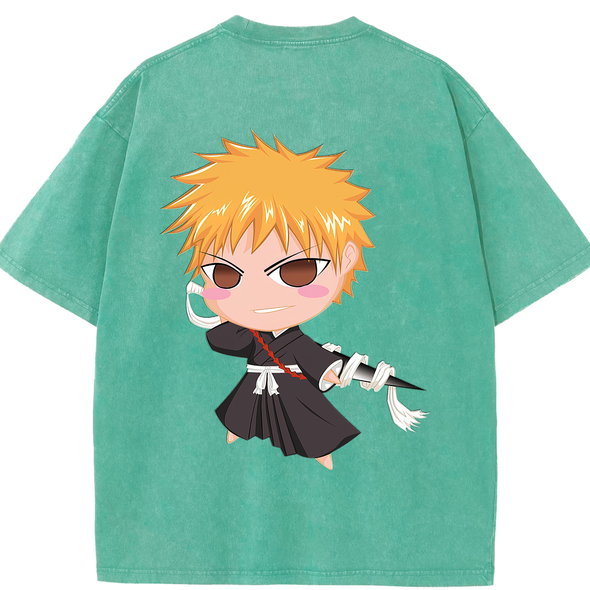 （画像用） ブリーチ 黒崎一護（くろさき いちご）BLEACH Kurosaki Ichigo 綿100% ヴィンテージ風 半袖Tシャツ（背面プリント）